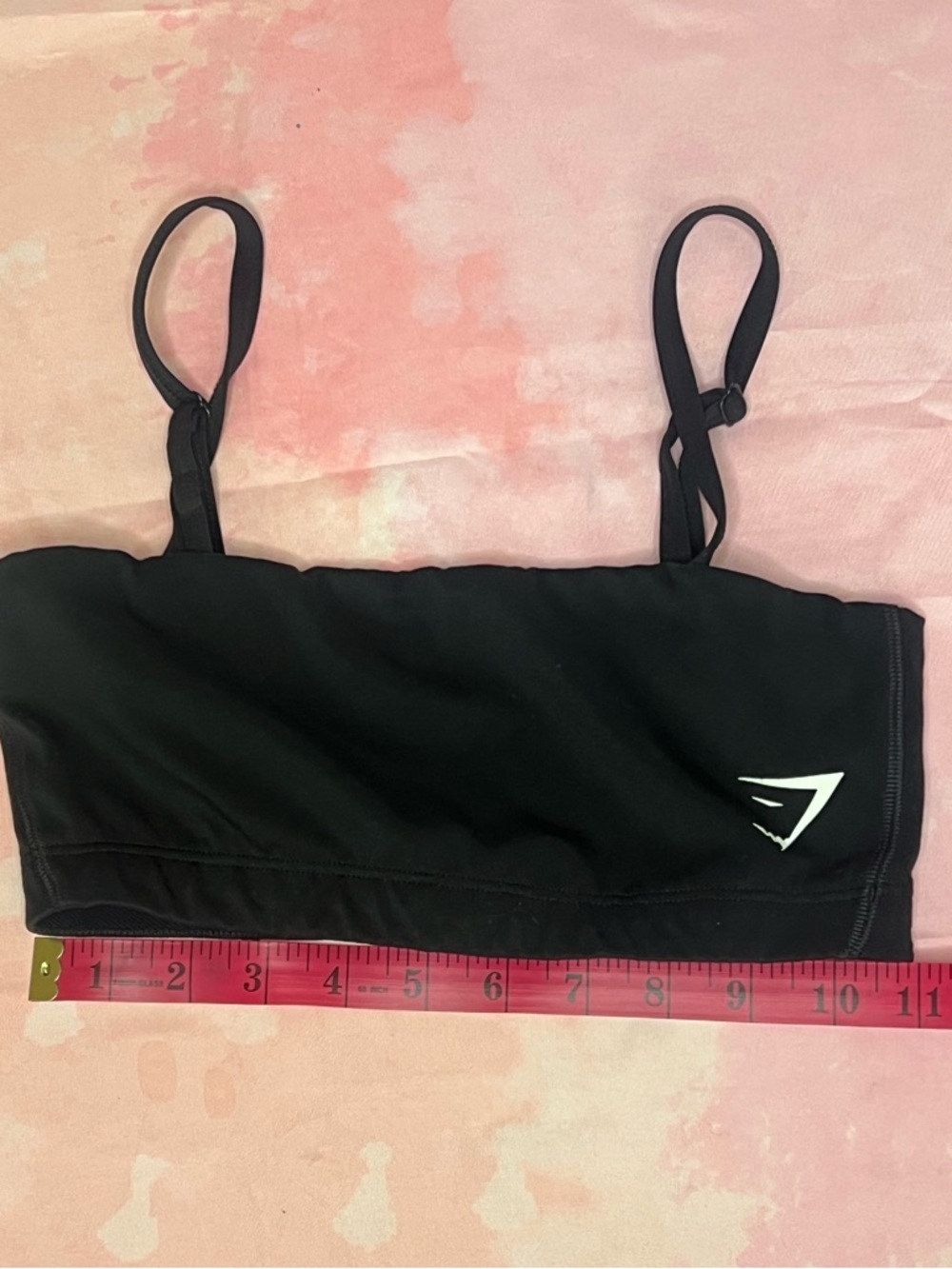 Gymshark Black Bandeau Sports Bra with White Logo - Picture 4 of 4